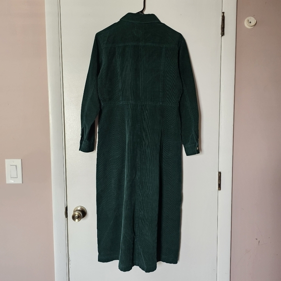Vintage FADS green corduroy button-down granola girl teacher midi dress - Picture 7 of 8
